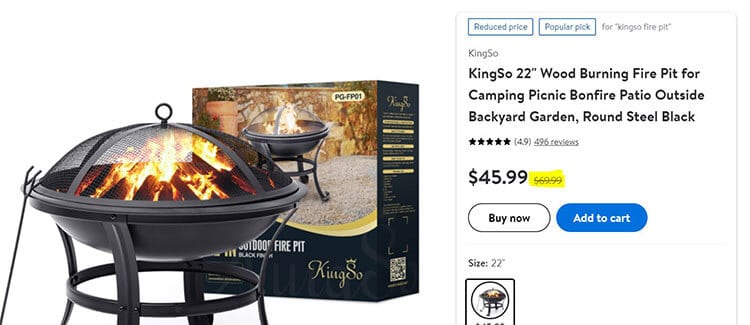 Discounted product on Walmart.com