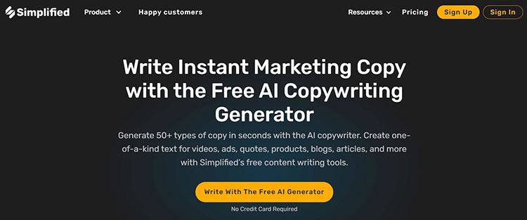 Simplified, one of the best ai copywriting tools for designers
