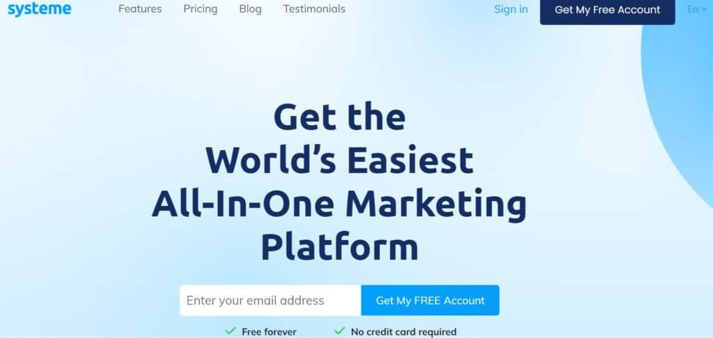 Systeme.io website, best platform to sell digital products.