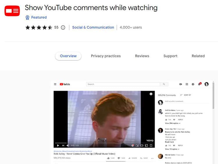 Show Youtube comments while watching