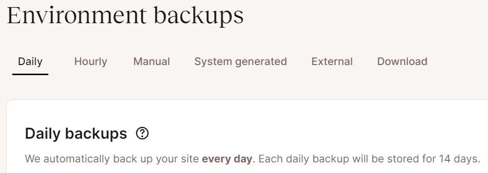 Kinsta hosting creates daily backups for your website