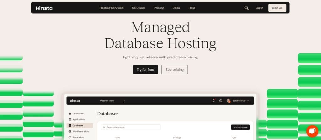 Kinsta managed database hosting service
