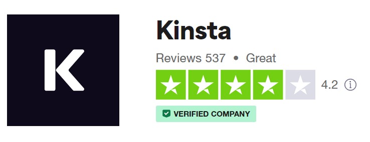 Kinsta Trustpilot rating